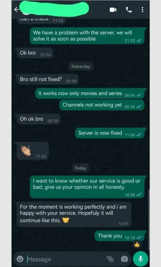 Customer WhatsApp Review