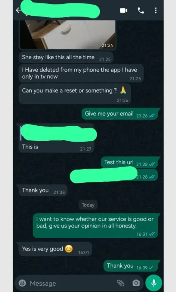 Customer WhatsApp Review