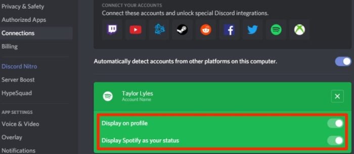 display Spotify as your status